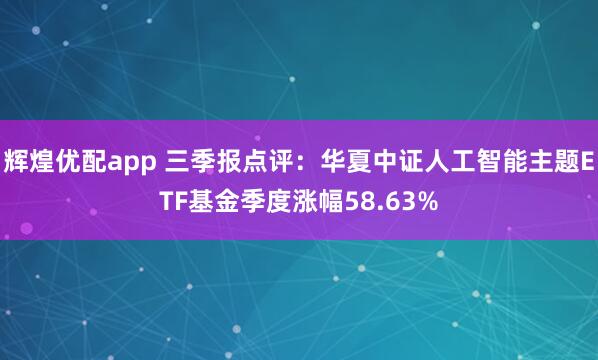 辉煌优配app 三季报点评:华夏中证人工智能主题ETF基金季度涨幅58.63%